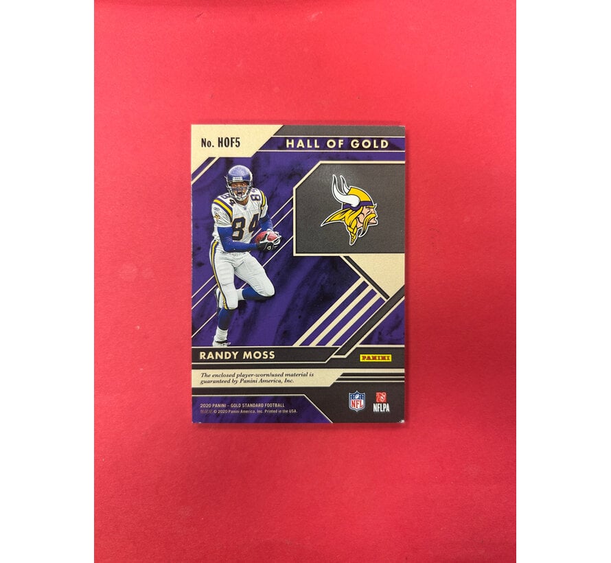 2020 PANINI GOLD STANDARD RANDY MOSS HALL OF GOLD JERSEY /49