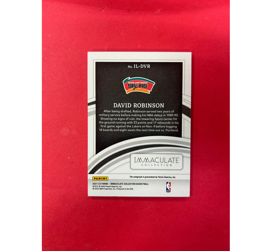2021-22 PANINI IMMACULATE COLLECTION DAVID ROBINSON AUTOGRAPH LEGENDS/49