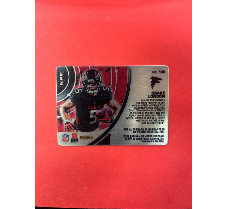 2022 PANINI ELEMENTS DRAKE LONDON ROOKIE STEEL SIGNATURES /79