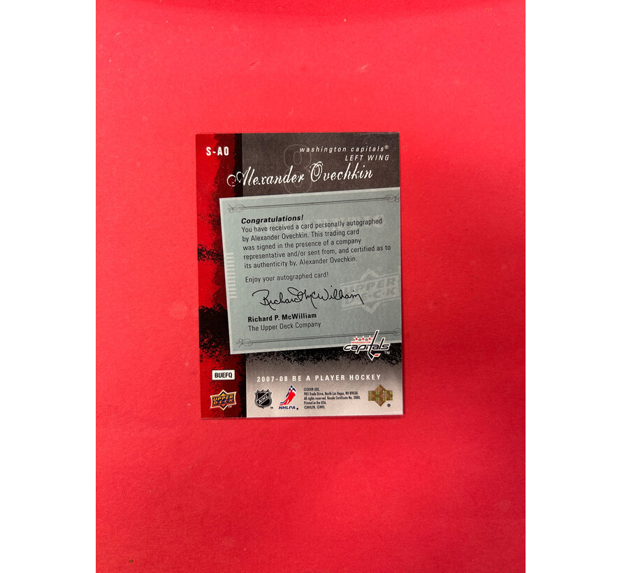 2007-08 BE A PLAYER ALEXANDER OVECHKIN SIGNATURES
