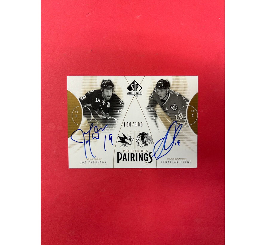 2009-10 SP AUTHENTIC PRESTIGEOUS PAIRINGS THORNTON/TOEWS 100/100