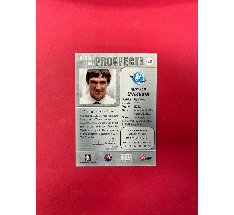 2004-05 IN THE GAME HEROES AND PROSPECTS ALEXADER OVECHKIN ROOKIE AUTOGRAPH