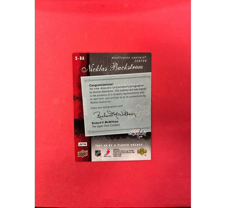 2007-08 BE A PLAYER NICKLAS BACKSTROM ROOKIE SIGNATURES