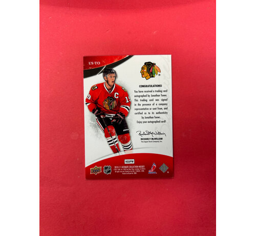 UPPER DECK 2010-11 UPPER DECK ULTIMATE JONATHAN TOEWS ULTIMATE SIGNATURES
