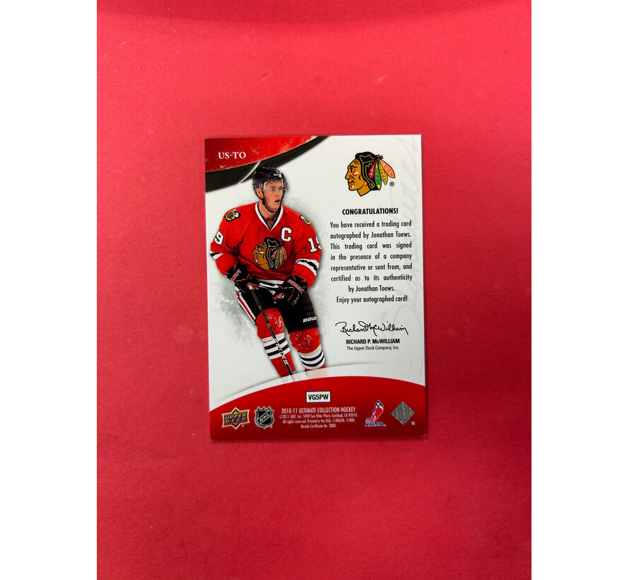 2010-11 UPPER DECK ULTIMATE JONATHAN TOEWS ULTIMATE SIGNATURES