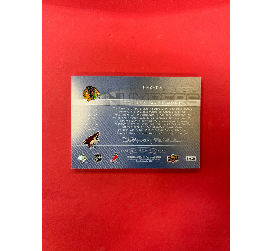 2008-09 UPPER DECK THE CUP DUAL HONORABLE NUMBERS KANE/MUELLER /88