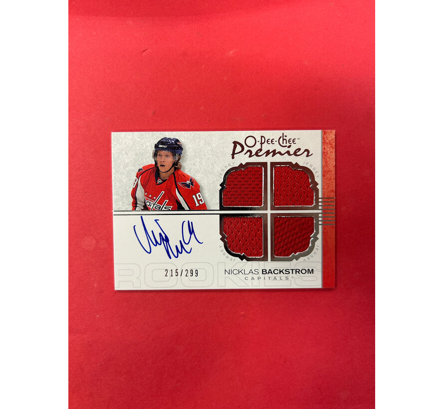 2007-08 O-PEE-CHEE PREMIER NICKLAS BACKSTROM ROOKIE AUTO JERSEY /299