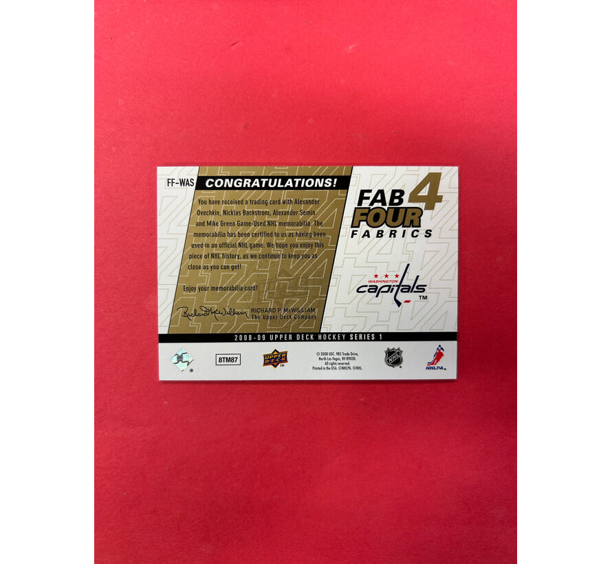 2008-09 UPPER DECK SERIES 1 FAB FOUR FABRICS CAPITALS /100