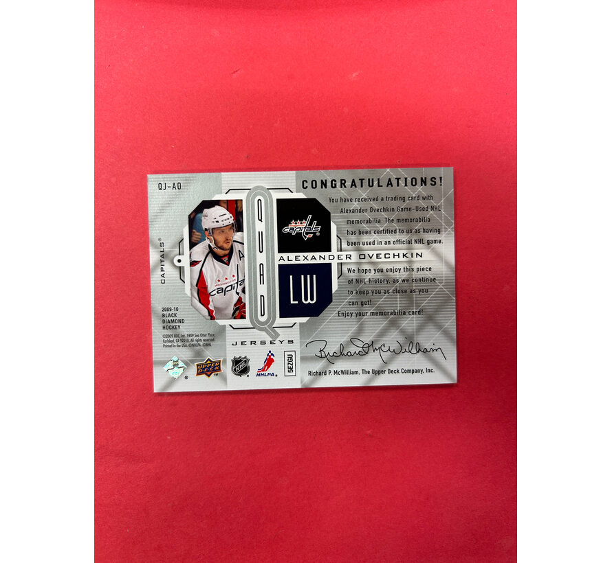 2009-10 UPPER DECK BLACK DIAMOND ALEXANDER OVECHKIN QUAD JERSEYS