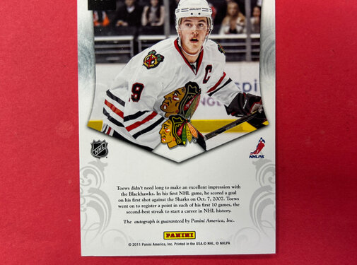 PANINI 2011-12 PANINI LUXURY SUITE JONATHAN TOEWS PRIVATE SIGNINGS SSP