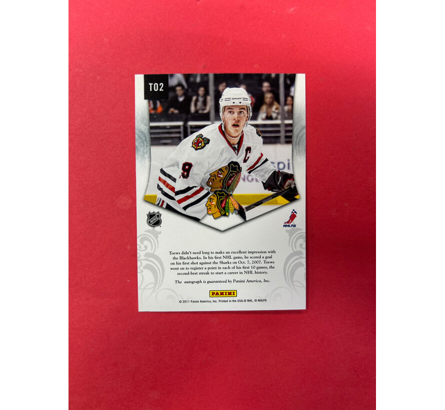 2011-12 PANINI LUXURY SUITE JONATHAN TOEWS PRIVATE SIGNINGS SSP