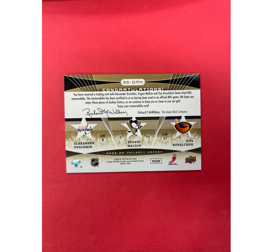 2008-09 UPPER DECK TRILOGY THREE STAR SPOTLIGHT OVECHKIN/MALKIN/KOVALCHUK