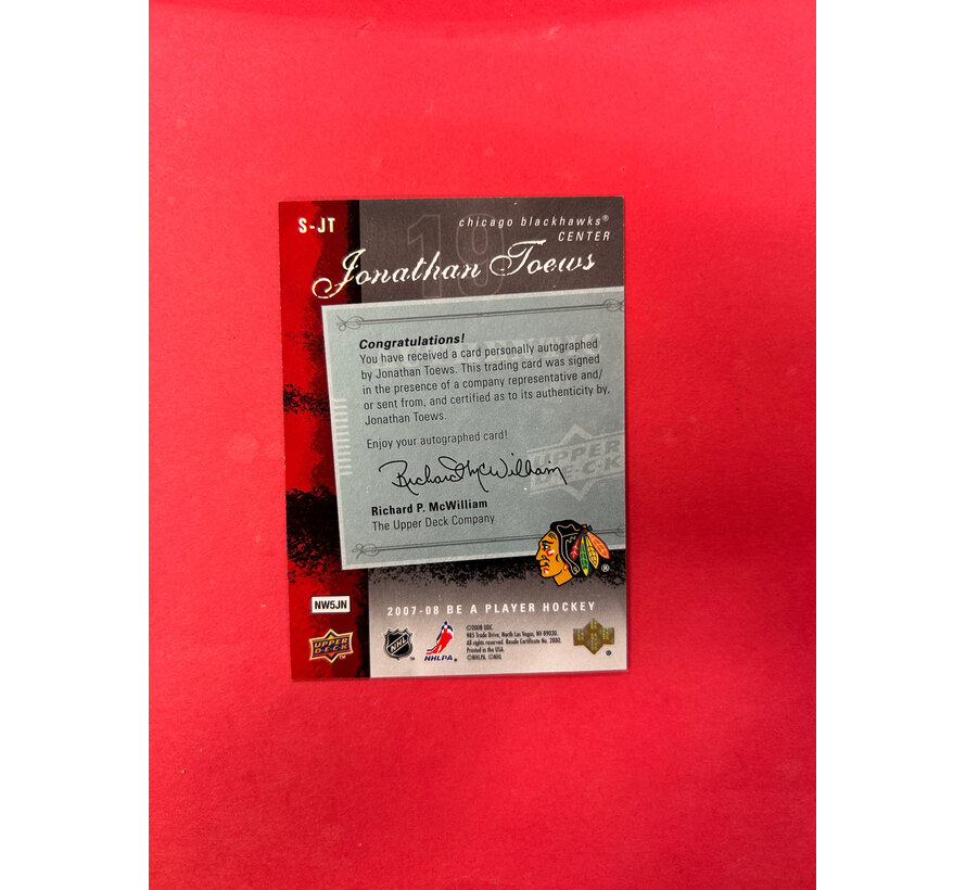 2007-08 BE A PLAYER JONATHAN TOEWS ROOKIE SIGNATURES