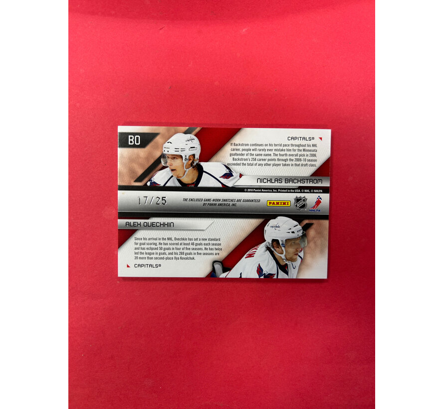 2010-11 PANINI CERTIFIED SHIRT OFF MY BACK OVECHKIN/BACKSTROM /25