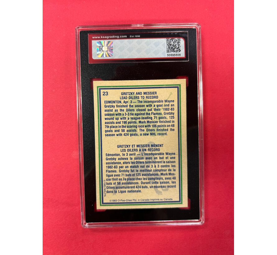 1983-84 O-PEE-CHEE MESSIER/GRETZKY #23 KSA GRADED 8