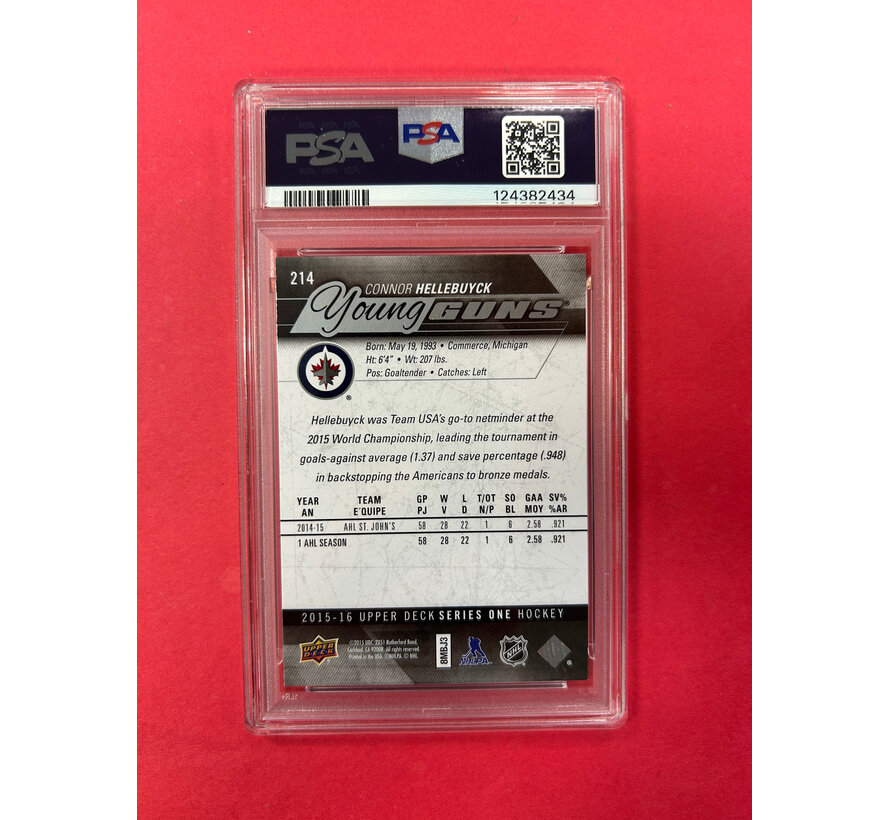 2015 UPPER DECK CONNOR HELLEBUYCK YOUNG GUNS PSA GRADED 9
