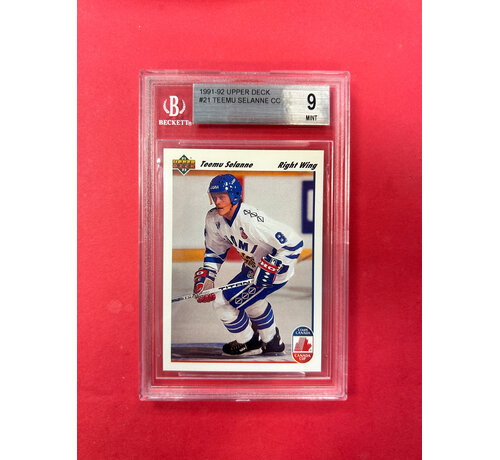 UPPER DECK 1991-92 UPPER DECK TEEMU SELANNE ROOKIE CARD BGS GRADED 9