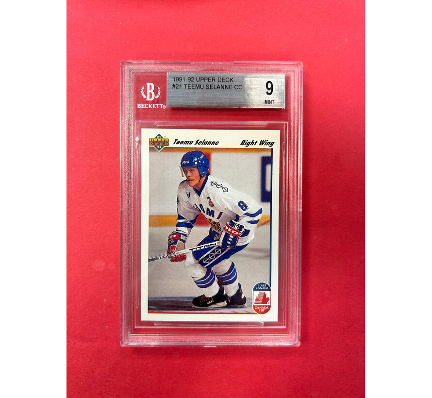 1991-92 UPPER DECK TEEMU SELANNE ROOKIE CARD BGS GRADED 9