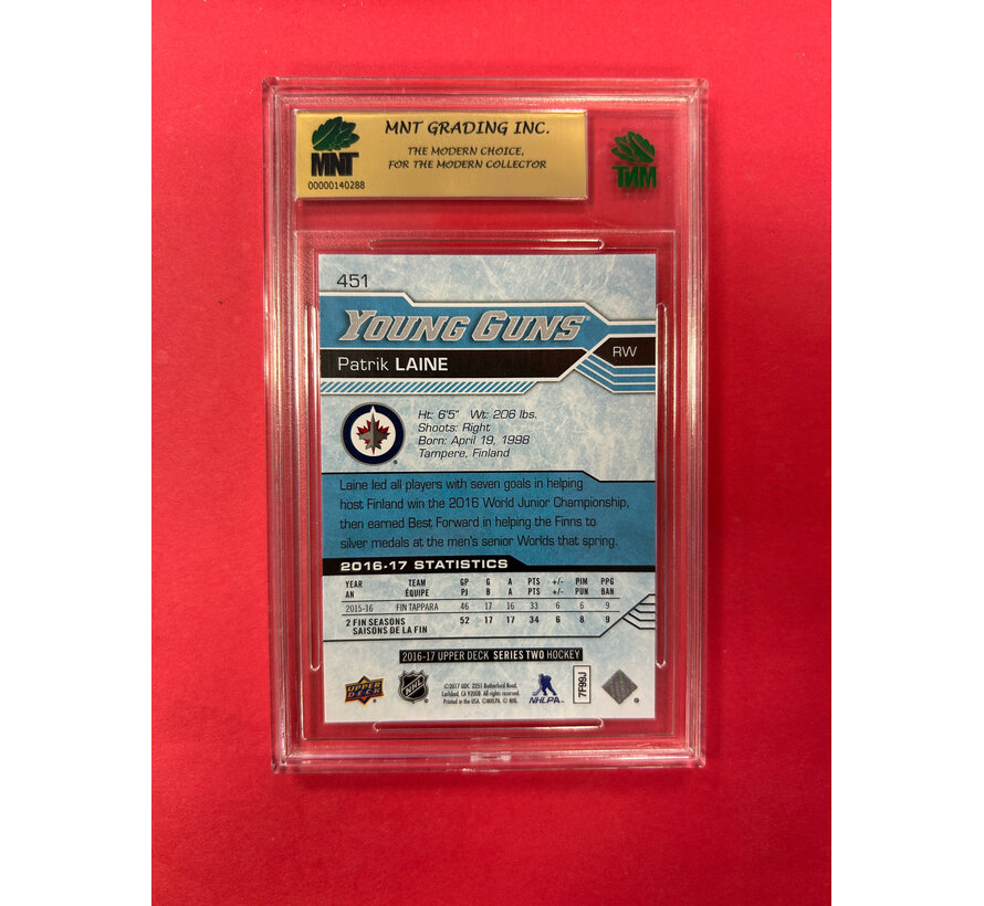 2016-17 UPPER DECK SERIES 2 PATRIK LAINE YOUNG GUNS MNT GRADED 9.5