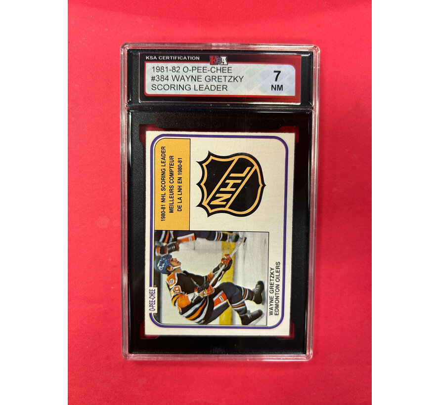1981-82 O-PEE-CHEE WAYNE GRETZKY SCORING LEADER #384 KSA GRADED 7
