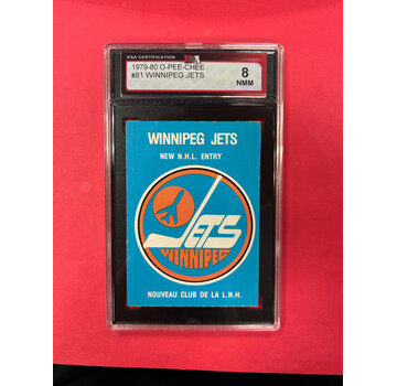 O-PEE-CHEE 1979-80 O-PEE-CHEE WINNPEG JETS TEAM LOGO CHECKLIST KSA GRADED 8