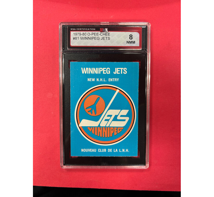 1979-80 O-PEE-CHEE WINNPEG JETS TEAM LOGO CHECKLIST KSA GRADED 8