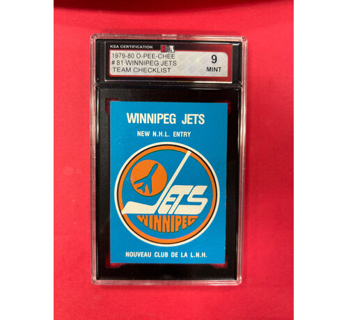 O-PEE-CHEE 1979-80 O-PEE-CHEE WINNIPEG JETS TEAM LOGO CHECKLIST KSA GRADED 9