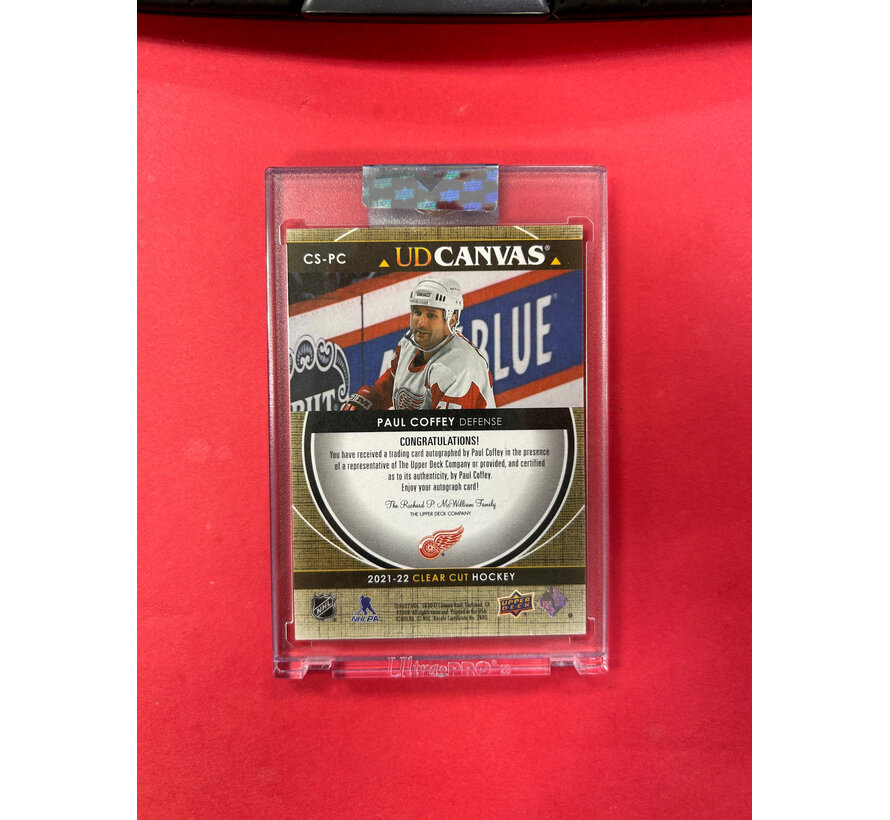 2021-22 UPPER DECK CLEAR CUT PAUL COFFEY UD CANVAS SIGNATURES
