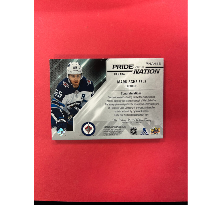 2019-20 UPPER DECK BLACK MARK SCHEIFELE PRIDE OF A NATION PATCH AUTO /99
