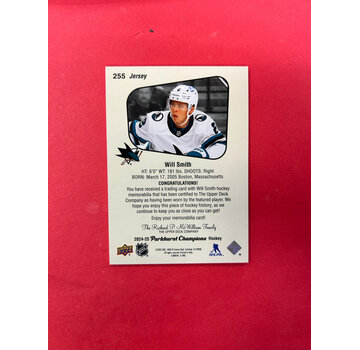 UPPER DECK 2024-25 UPPER DECK PARKHURST CHAMPIONS WILL SMITH ROOKIES JERSEY