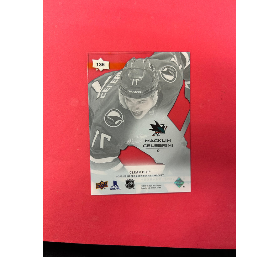 2025-26 UPPER DECK SERIES 1 MACKLIN CELEBRINI CLEAR CUT