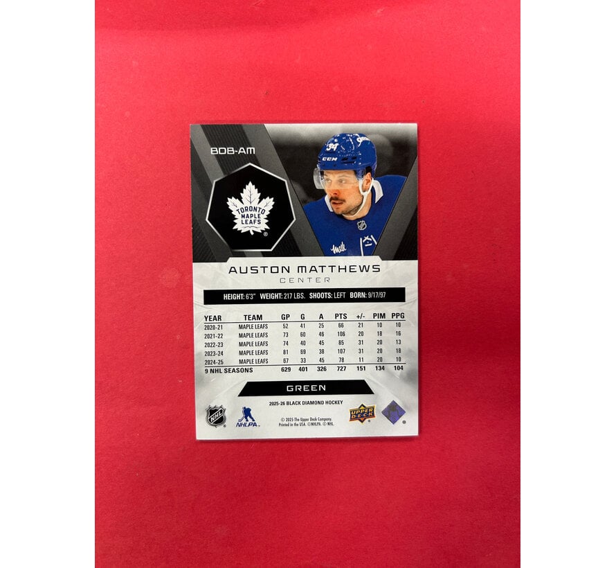 2025-26 UPPER DECK BLACK DIAMOND AUSTON MATTHEWS GREEN /10