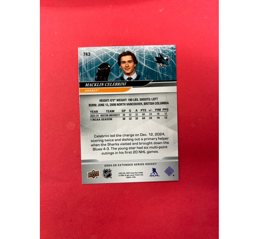 2024-25 UPPER DECK EXTENDED MACKLIN CELEBRINI 1ST DRAFT
