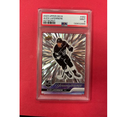 UPPER DECK 2023 UPPER DECK ALEX LAFERRIERE OUTBURST YOUNG GUNS PSA GRADED 9