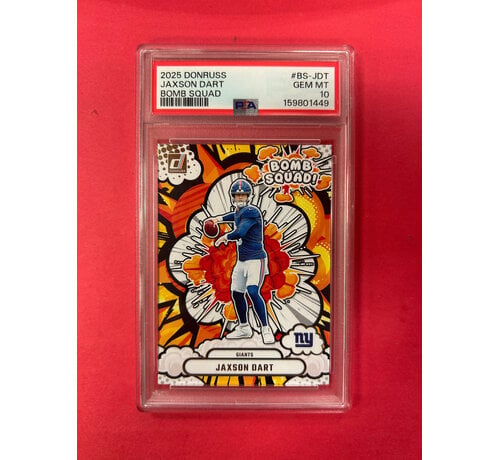 PANINI 2025 PANINI DONRUSS JAXSON DART BOMB SQUAD PSA GRADED 10