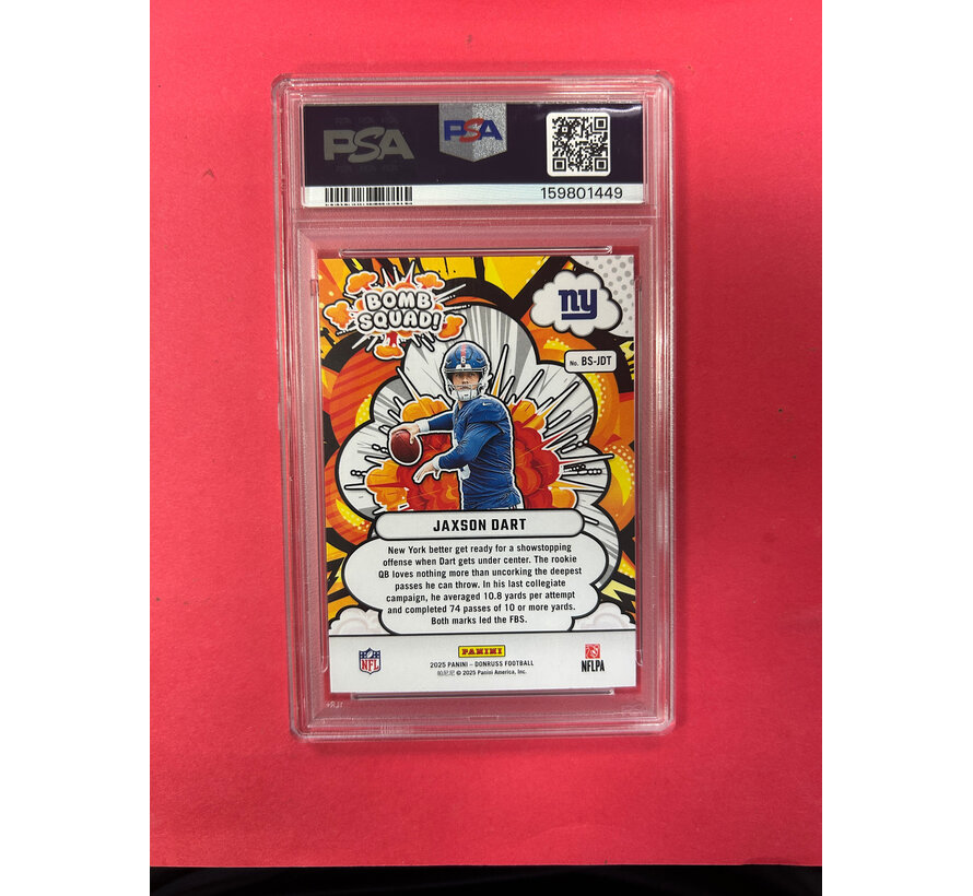 2025 PANINI DONRUSS JAXSON DART BOMB SQUAD PSA GRADED 10