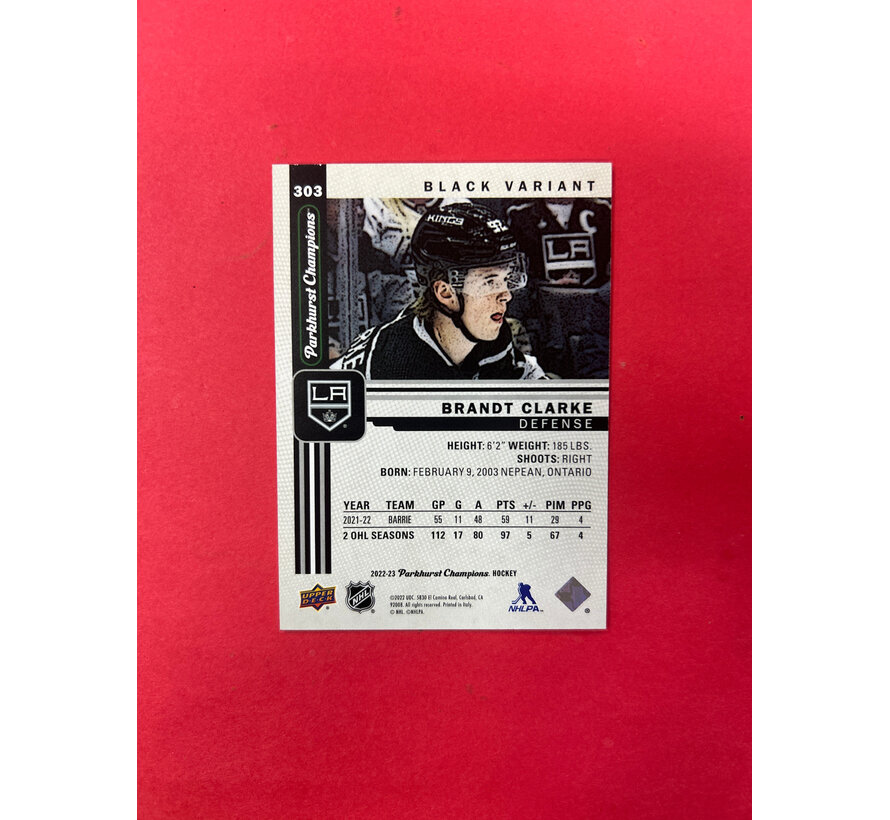 2022-23  PARKHURST CHAMPIONS BRANDT CLARKE ROOKIE BLACK /10