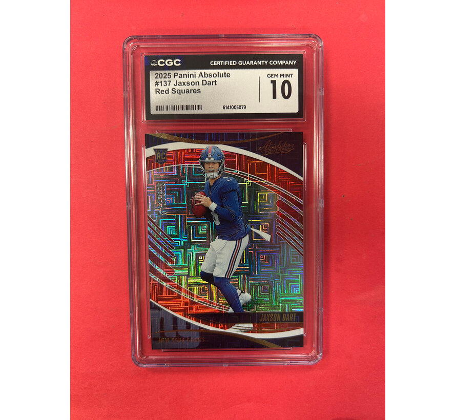 2025 PANINI ABSOLUTE JAXSON DART RED SQUARES /850 CGC GRADED 10