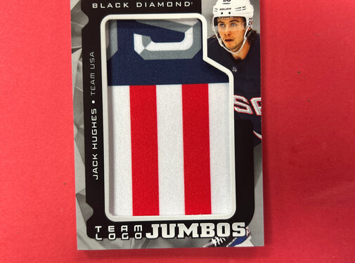 UPPER DECK 2025-26 UPPER DECK BLACK DIAMOND JACK HUGHES TEAM LOGO JUMBOS TEAM USA