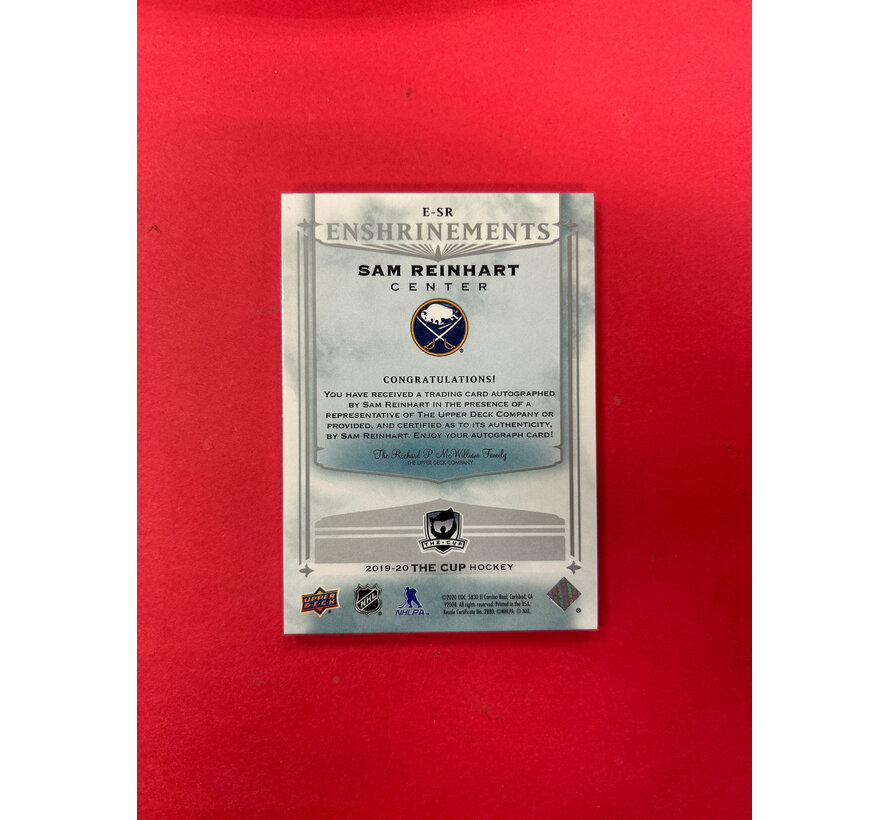 2019-20 UPPER DECK THE CUP SAM REINHART ENSHRIMENTS AUTOGRAPH /99
