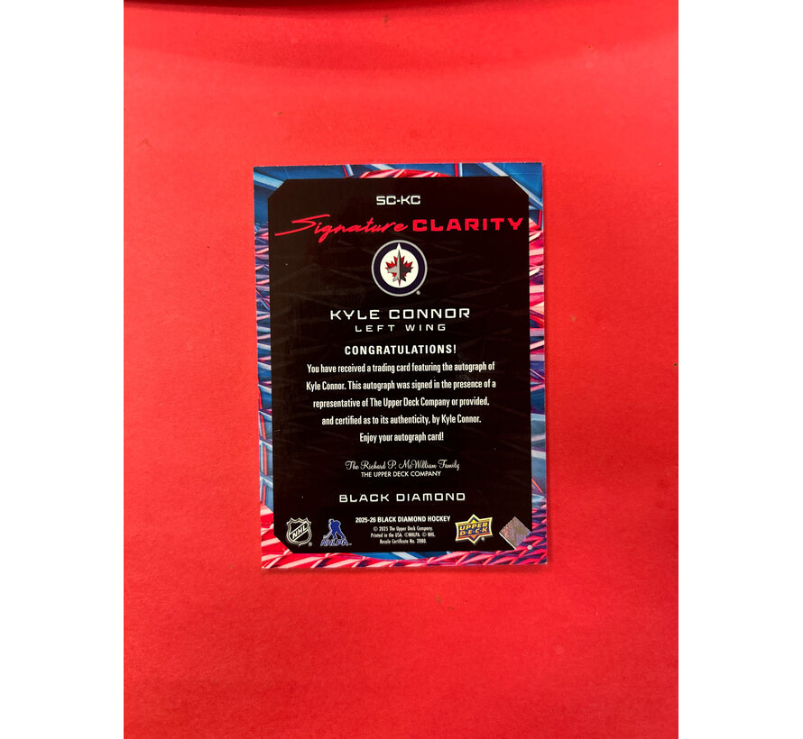 2025-26 UPPER DECK BLACK DIAMOND KYLE CONNOR SIGNATURE CLARITY