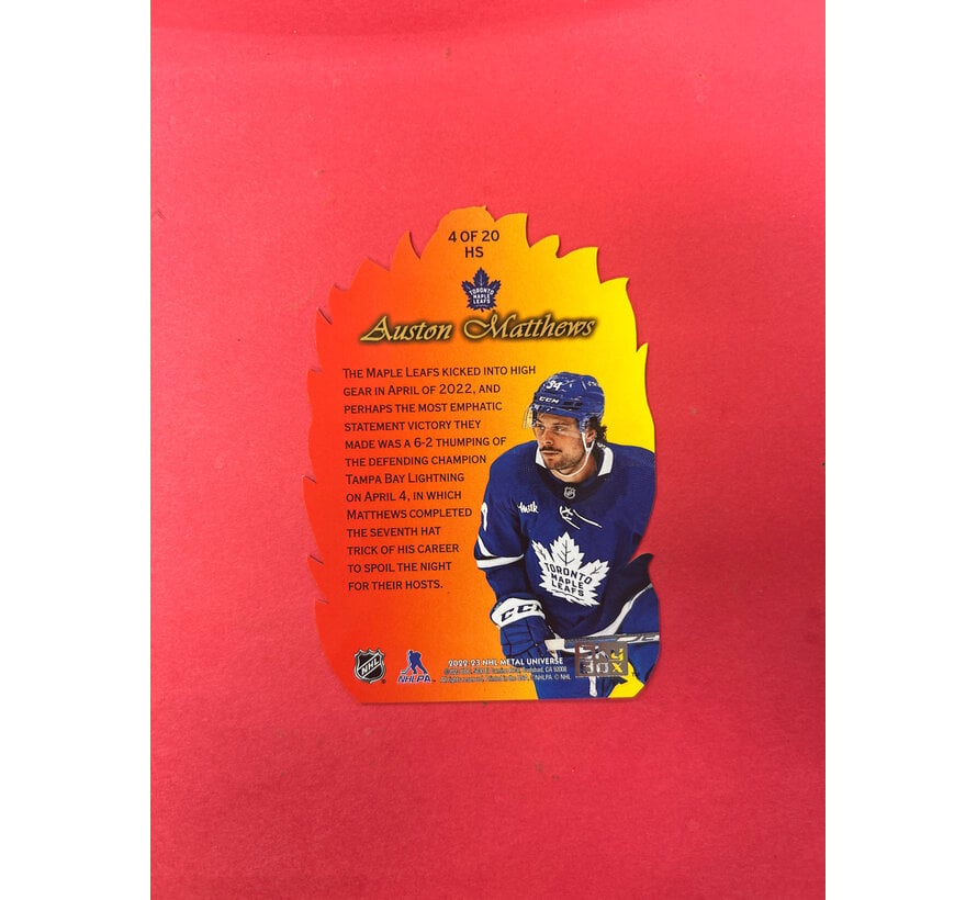 2022-23 UPPER DECK METAL UNIVERSE AUSTON MATTHEWS HOT SHOTS SSP