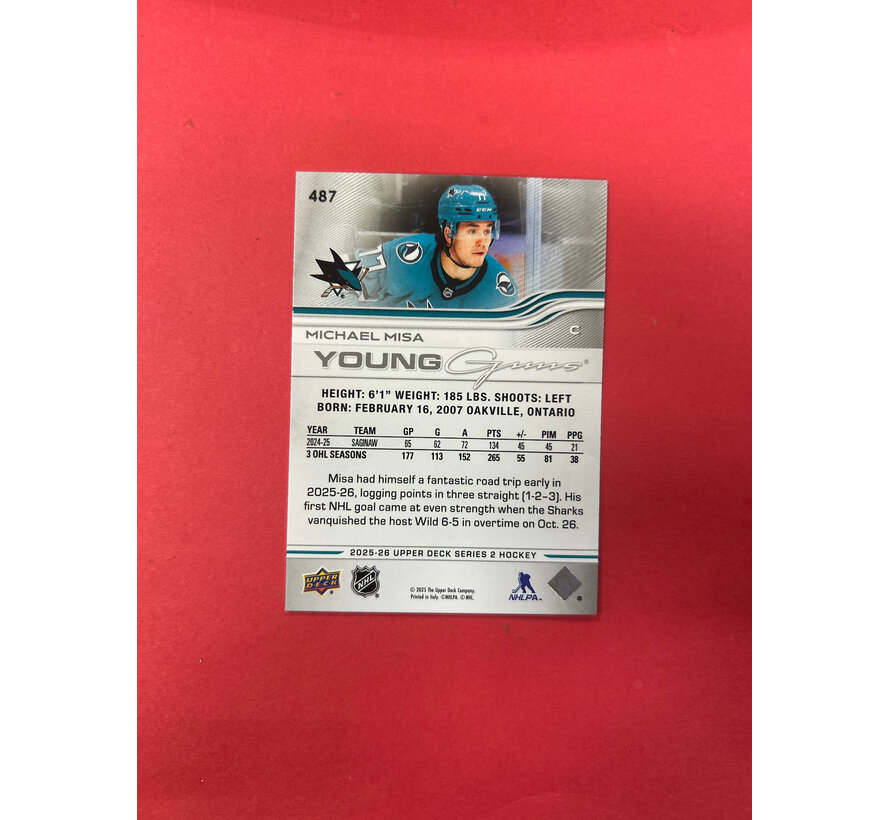 2025-26 UPPER DECK EXTENDED MICHAEL MISA YOUNG GUNS