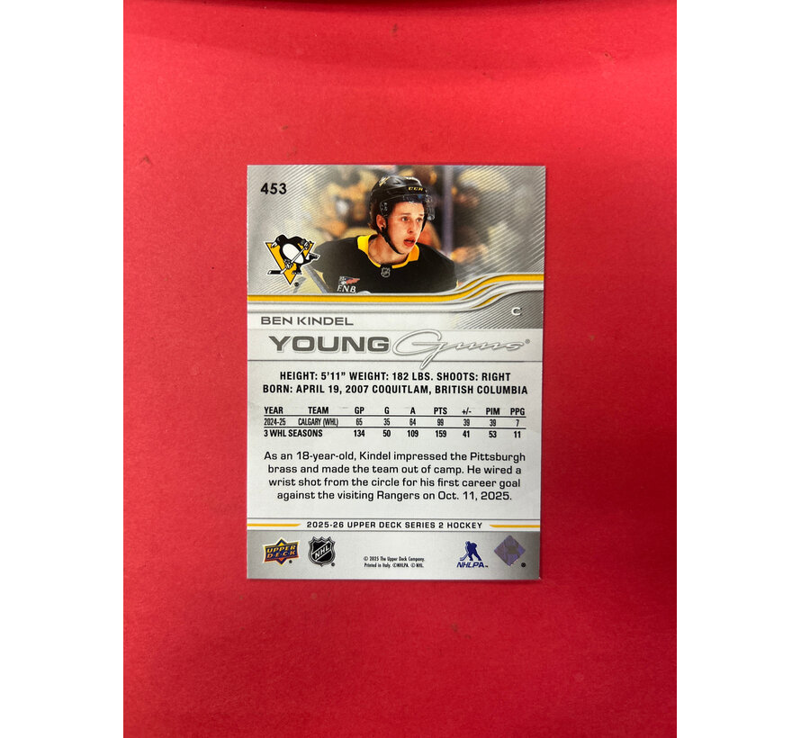 2025-26 UPPER DECK SERIES 2 BEN KINDEL YOUNG GUNS