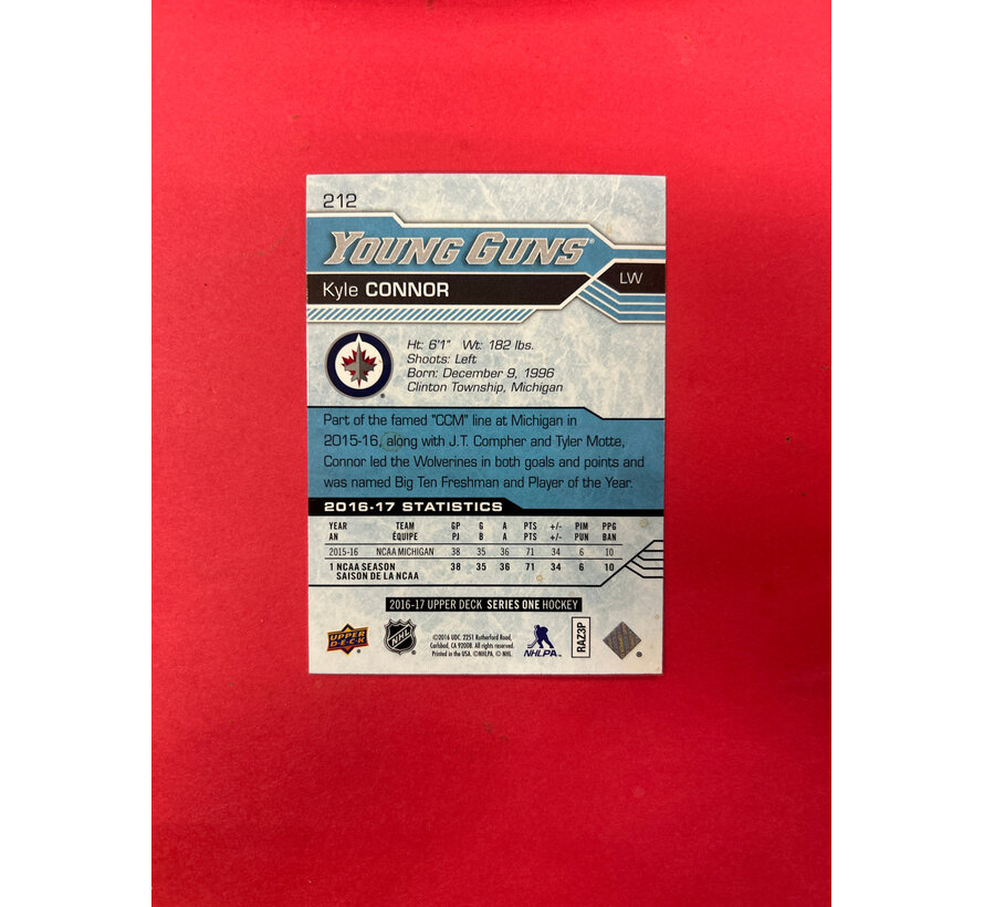 2016-17 UPPER DECK 1 KYLE CONNOR YOUNG GUNS
