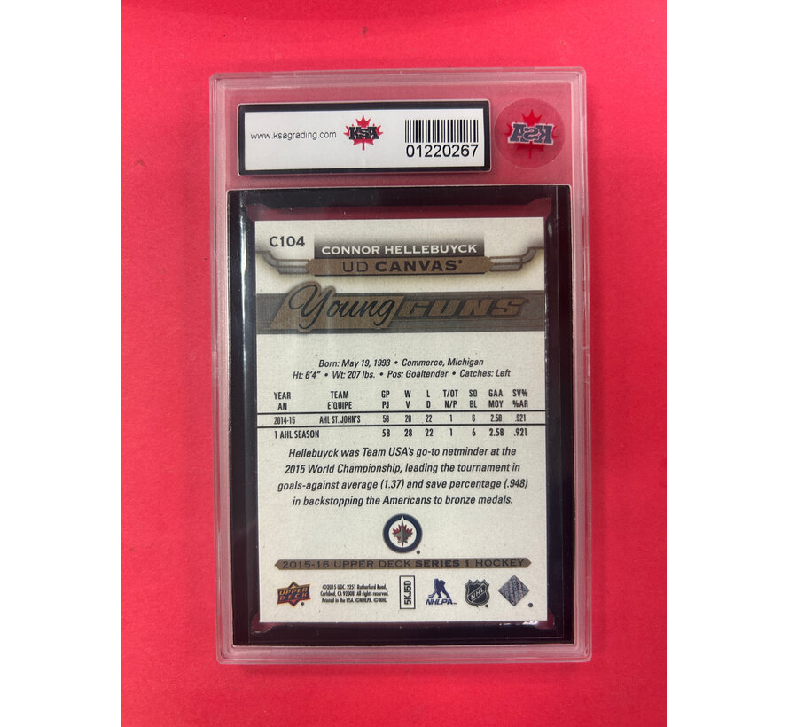 2015-16 UPPER DECK CONNOR HELLEBUYCK YOUNG GUNS CANVAS KSA GRADED 9.5