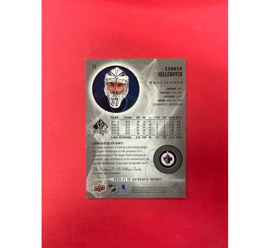 2020-21 SP AUTHENTIC CONNOR HELLEBUYCK LIMITED BLACK AUTO