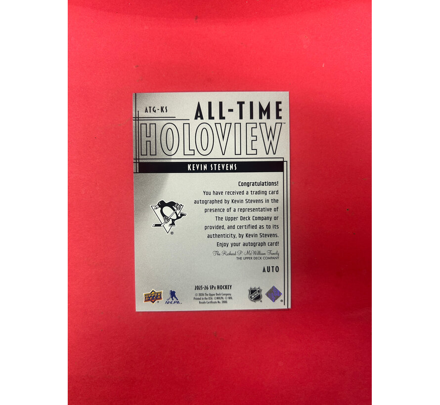 2025-26 UPPER DECK SPX KEVIN STEVENS ALL TIME HOLOVIEW AUTO 10/10