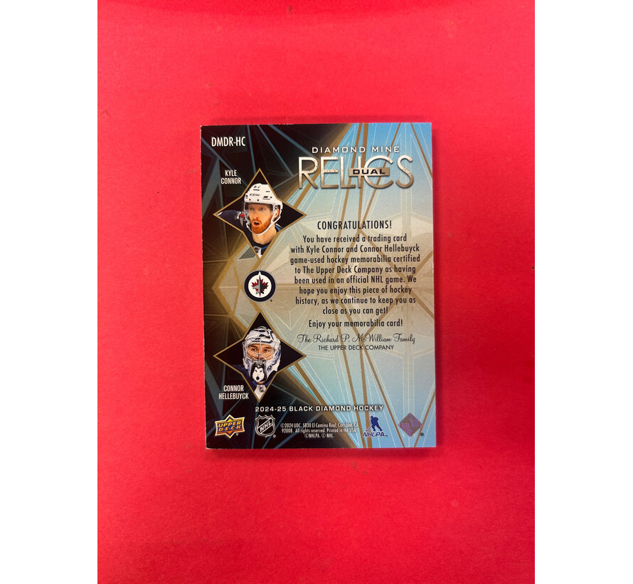 2024-25 UPPER DECK BLACK DIAMOND CONNOR/ HELLEBUYCK DUAL STAR PATCHES /15