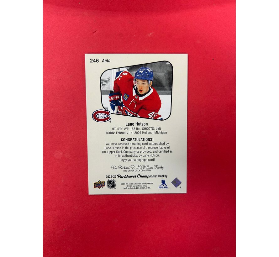2024-25 PARKHURST CHAMPIONS LANE HUTSON ROOKIE AUTOGRAPHS
